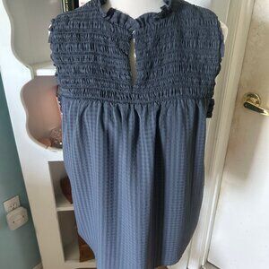 Gunmetal grey smocked sleeveless shirt, size XL